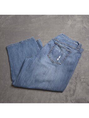 Vintage AVENUE Womens Wide-Leg Cropped Jeans Plus 20 Embroidered Distressed